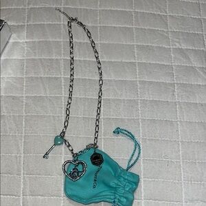 Tiffany & Co. Silver Necklace with Heart and Key Charms
